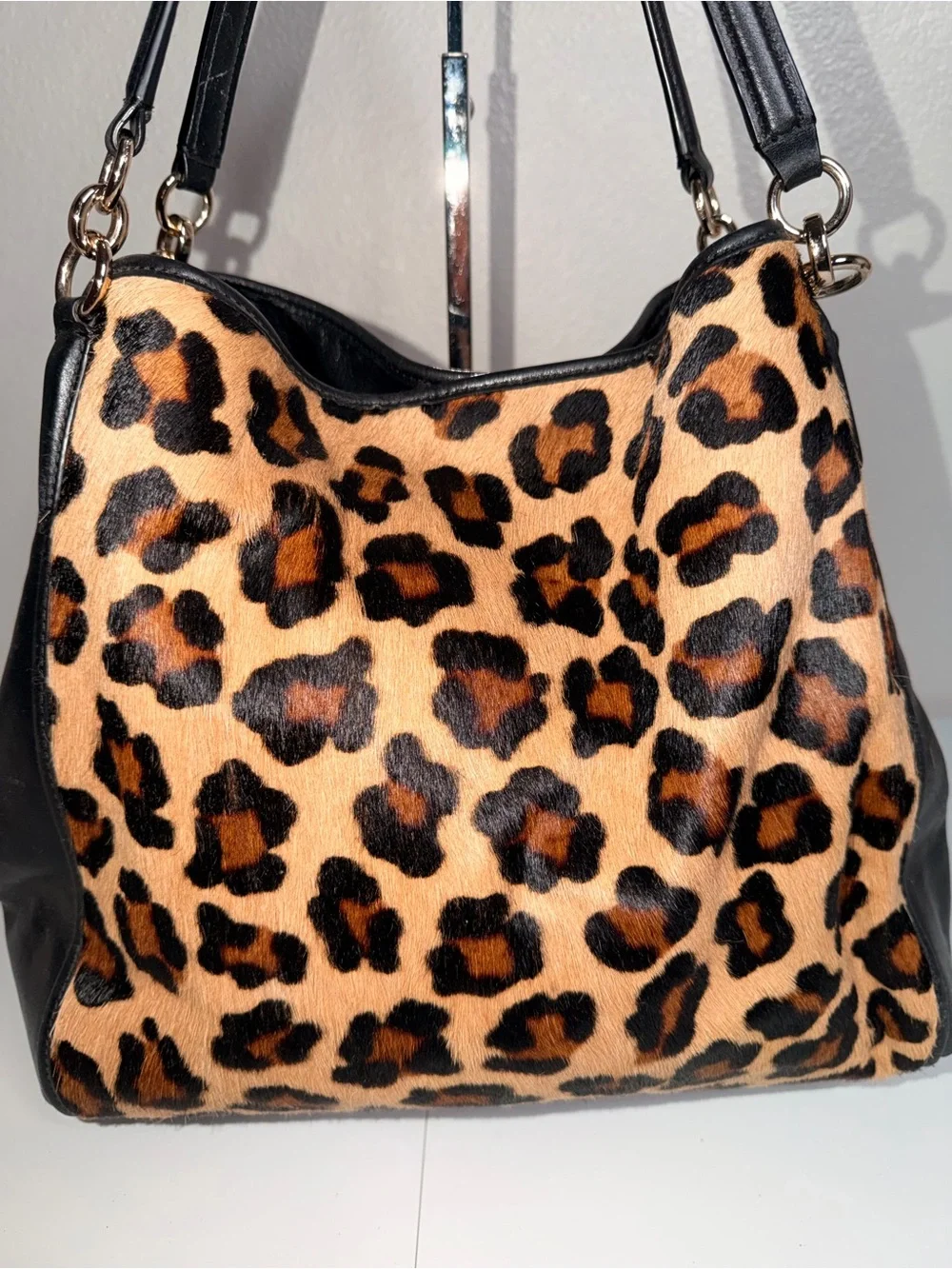 Authentic Coach Phoebe Calf Hair/Leather Ocelot Leopard Print Shoulderbag